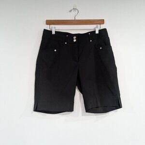 Daily Sports Stretch Shorts with Zipper Pocket Black Size 8